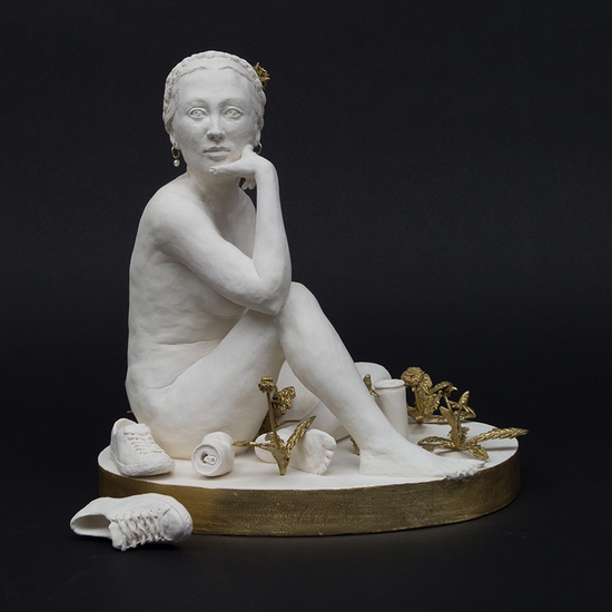 Claire Partington: Picnicker, 2021, Porcelain, 12 x 12.5 x 10 inches