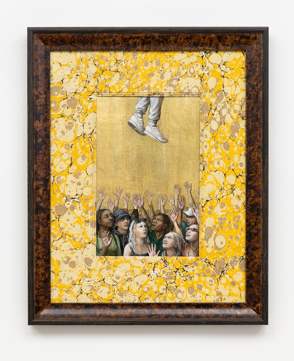 Claire Partington, Rapture I, 2026, Oil and acrylic on panel, Framed size 20.5 x 16.5 x 1.5 inches