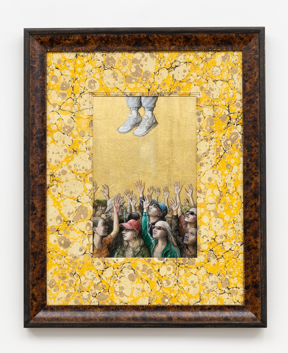 Claire Partington, Rapture II, 2026, Oil and acrylic on panel, Framed size 20.5 x 16.5 x 1.5 inches