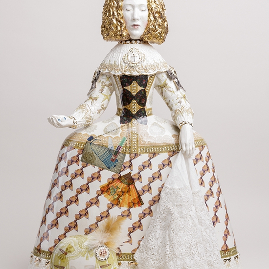 Claire Partington: Saint Lucy, 2019, Glazed ceramics and mixed media, 28.5 x 20.5 x 10 inches