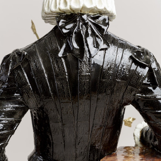 Claire Partington: Saint Sebastian, 2019, Glazed ceramics and mixed media, 31 x 13 x 13 inches