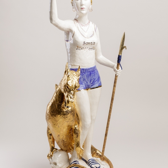 Claire Partington: Santa Margerita, 2019, Glazed ceramic and mixed media, 27 x 10 x 10 inches