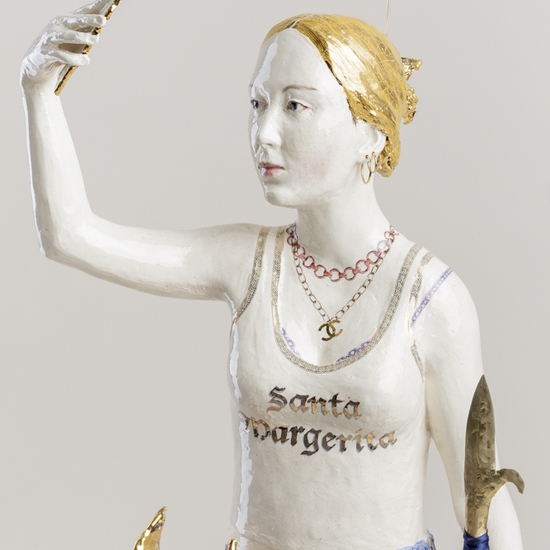 Claire Partington: Santa Margerita, 2019, Glazed ceramic and mixed media, 27 x 10 x 10 inches