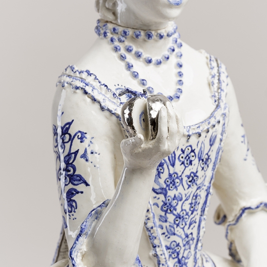 Claire Partington: The Dancing Bear, 2019, earthenware, glaze, lustre, mixed media, 29 x 17.5 x 5.5 inches, detail