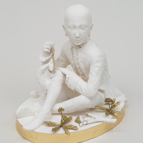 Claire Partington: The Plank, 2021, Porcelain and mixed media, 11.5 x 12 x 9 inches