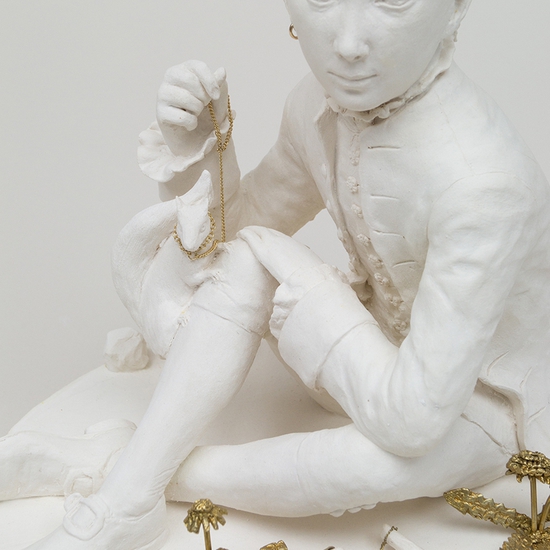 Claire Partington: The Plank, 2021, Porcelain and mixed media, 11.5 x 12 x 9 inches
