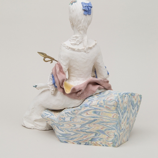 Claire Partington: The Shepherdess, 2021, Porcelain and mixed media, 15 x 12 x 14 inches