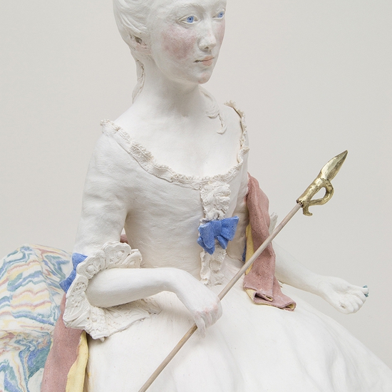 Claire Partington: The Shepherdess, 2021, Porcelain and mixed media, 15 x 12 x 14 inches