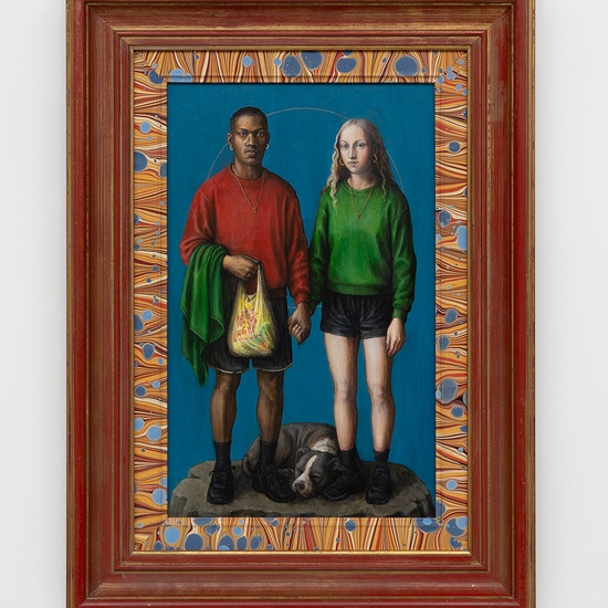 Claire Partington, Wing Yip, 2026, Acrylic and oil on panel, 22 x 17 x 2 inches