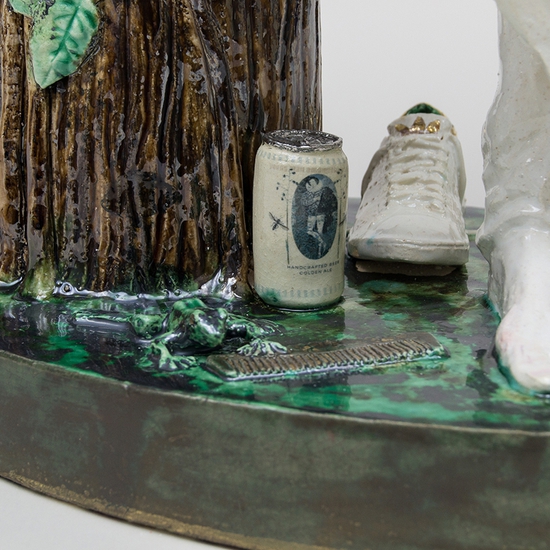 Claire Partington: Young Man Among The Roses, 2021, Glazed Earthenware, 26 x 11 x 8.5 inches