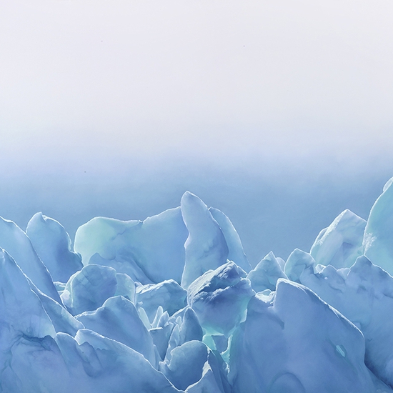 Zaria Forman | Perito Moreno Glacier no. 12, Argentina, December 13th, 2018, 2020, Soft pastel on paper, 60 x 115 inches