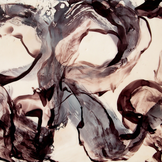 Betsy Eby: Petite Jacquerie IV, 2020, Hot wax and ink on canvas wrapped panel, 12 x 16 x 2 inches