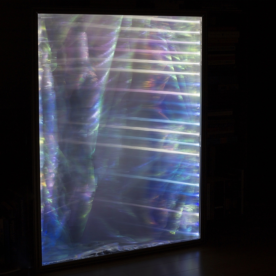 Maja Petric: Reduced Landscape, Underwater, 2018, Dynamic LED lighting custom optical filters 48 x 36 inches