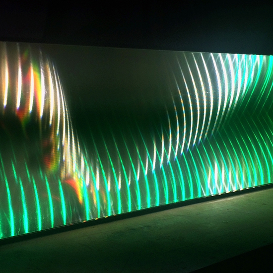 Maja Petric: Reduced Landscapes, Borealis, 2015, Dynamic LED lighting, custom optical filters, 8 x 24 x 4 inches