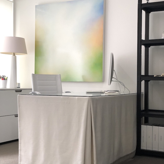 Tracy Rocca's painting installed in an private office. Image courtesy of Lee Ann Baker Design