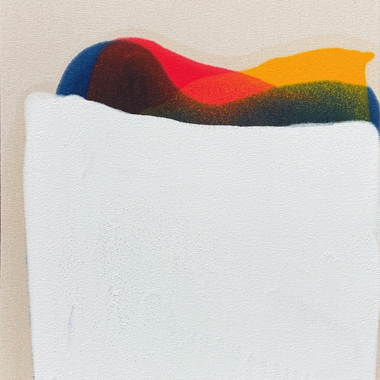 Marcel Rozek: Primary/White, 2023, Oil on canvas, 16 x 14 inches