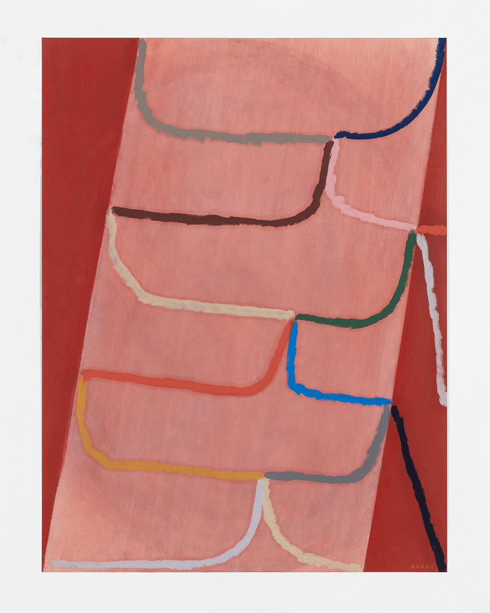 Joe Rudko, Balance Beam, 2025, Oil pastel on paper, 24 x 18 inches