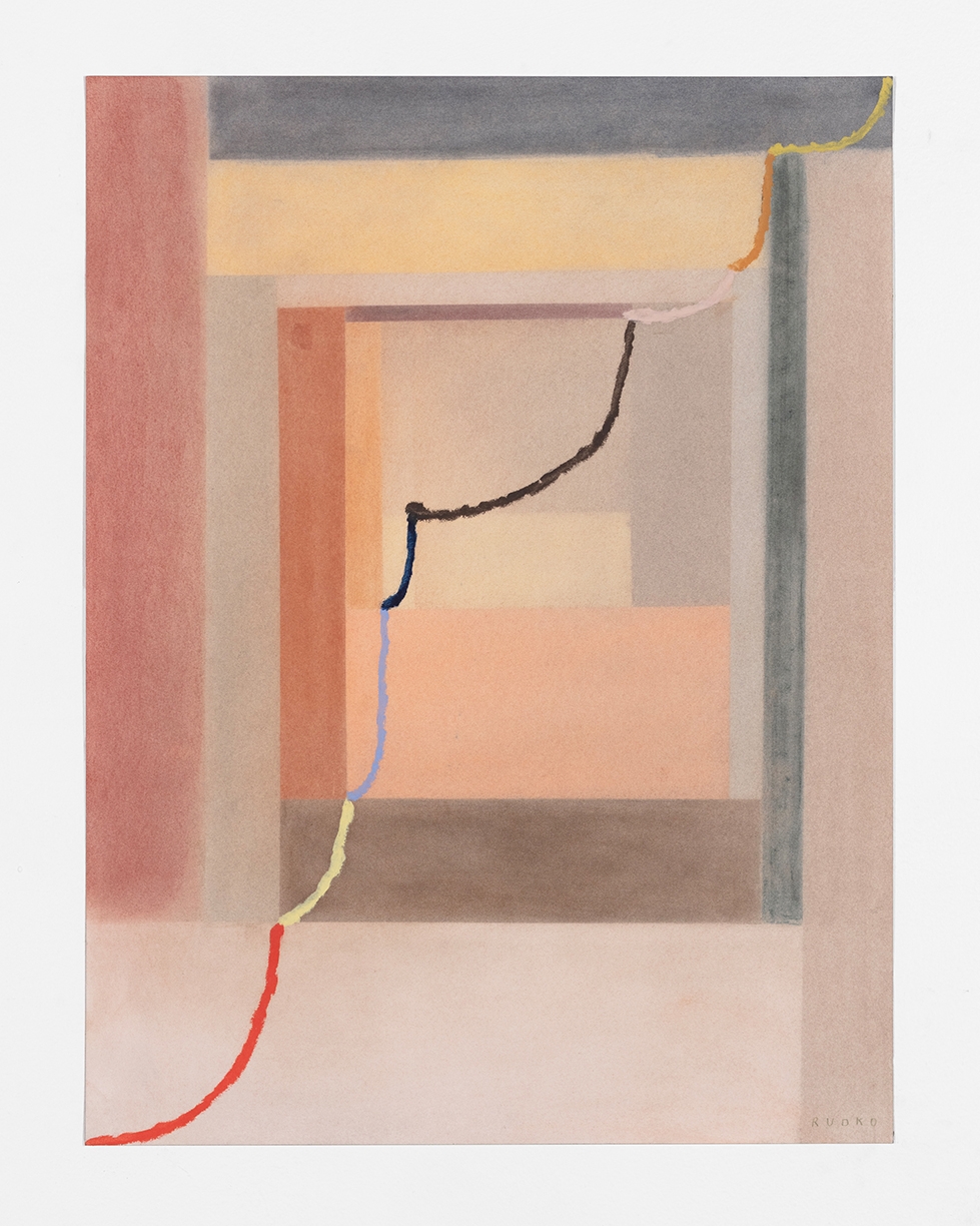 Joe Rudko, Curtain, 2025, Oil pastel on paper, 24 x 18 inches