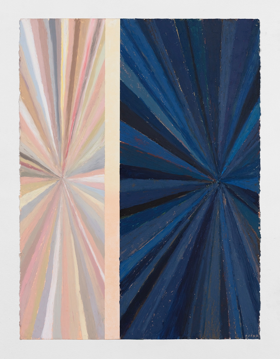 Joe Rudko, Day and Night, 2026, Oil pastel on paper, 30 x 22.5 inches