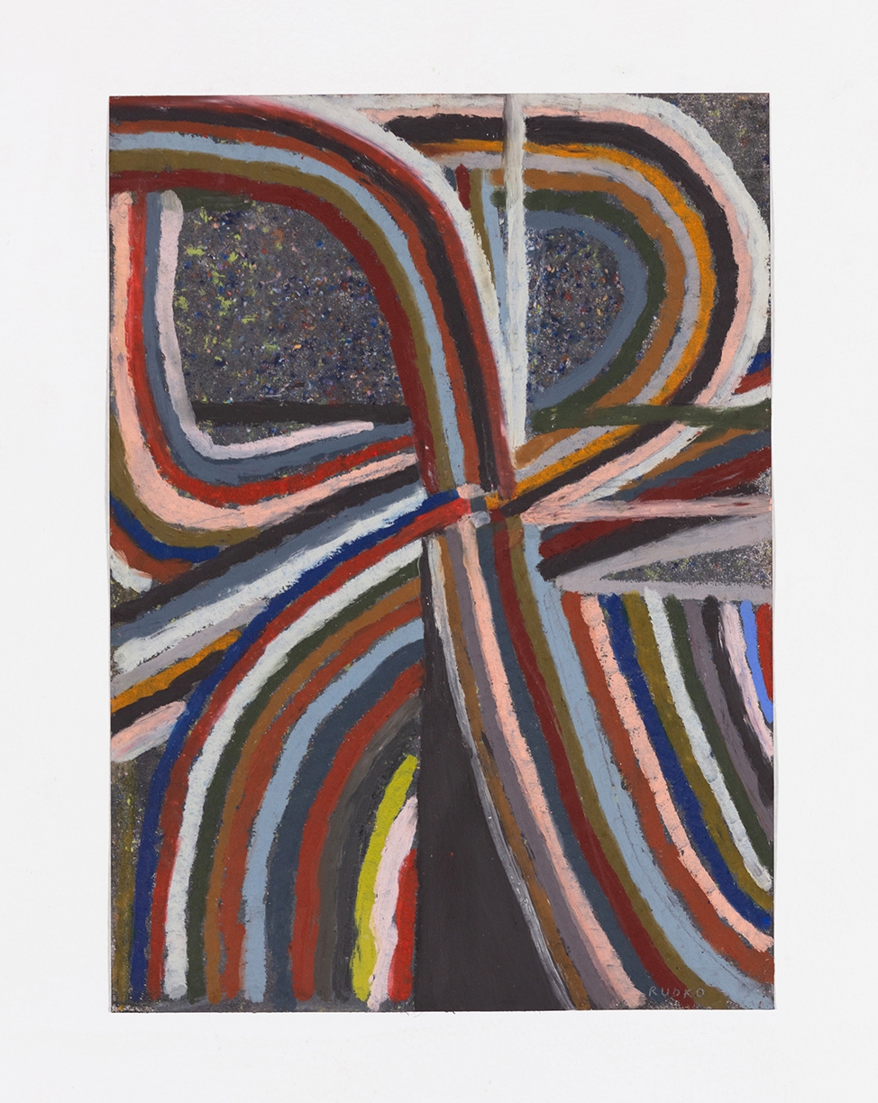 Joe Rudko, Meditation in an Emergency, 2025, Oil pastel on paper, 14 x 10 inches