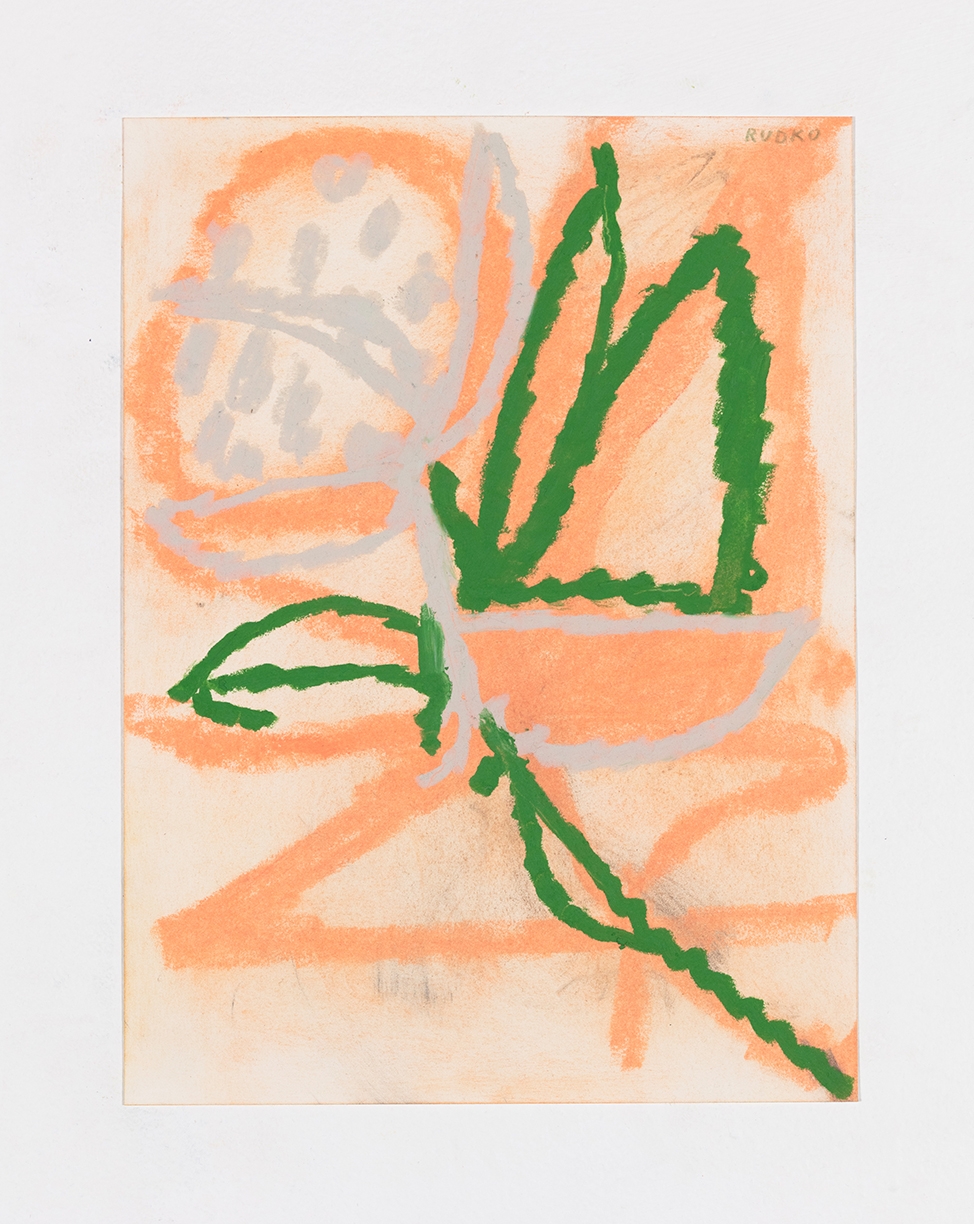 Joe Rudko, Message from a Flower, 2025, Oil pastel on paper, 12 x 9 inches