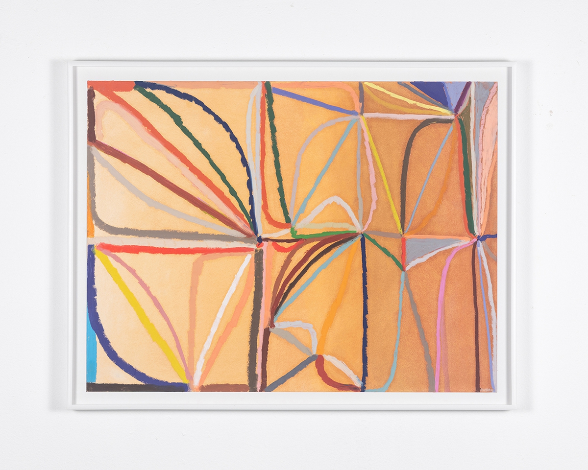 Joe Rudko, Orange Glow, 2025, Oil pastel on paper, 18 x 24 inches, Framed size 20 x 26 x 1 inches