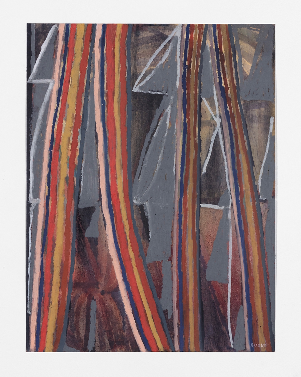 Joe Rudko, Rainbow in the Dark, 2025, Oil pastel on paper, 24 x 18 inches