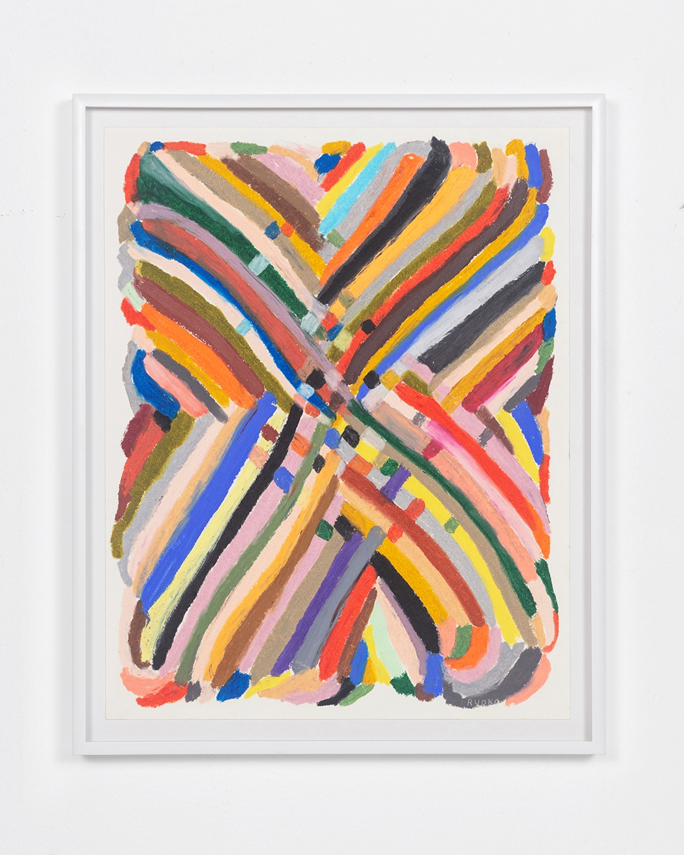 Joe Rudko, Weaver, 2024, Oil pastel on paper, 14 x 11 inches, Framed size 15.5 x 12.5 x 1 inches