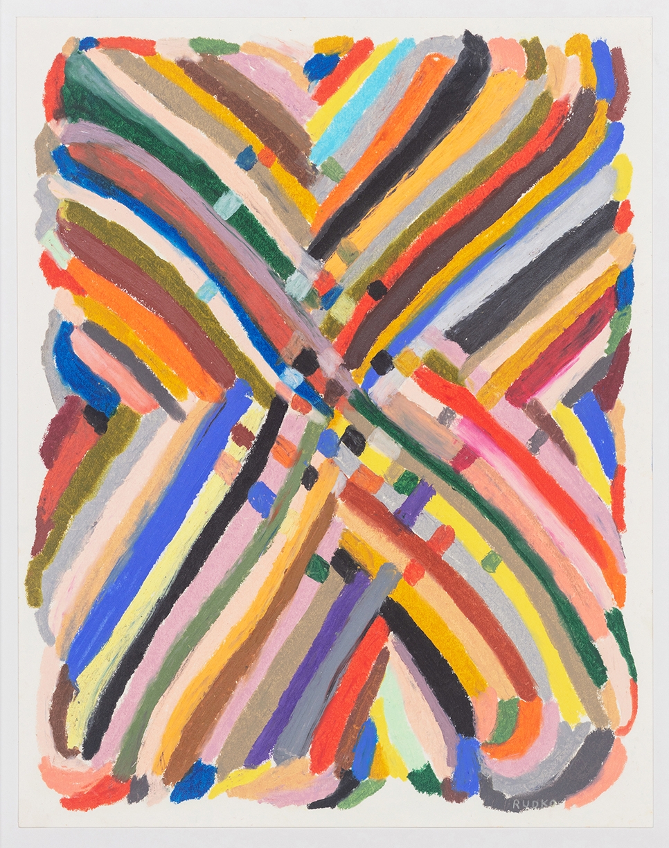 Joe Rudko, Weaver, 2024, Oil pastel on paper, 14 x 11 inches