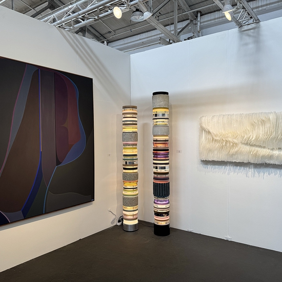 Installation of work by Brian Sanchez, Matt Gagnon, and Kandis Susol at the San Francisco Art Fair 2025