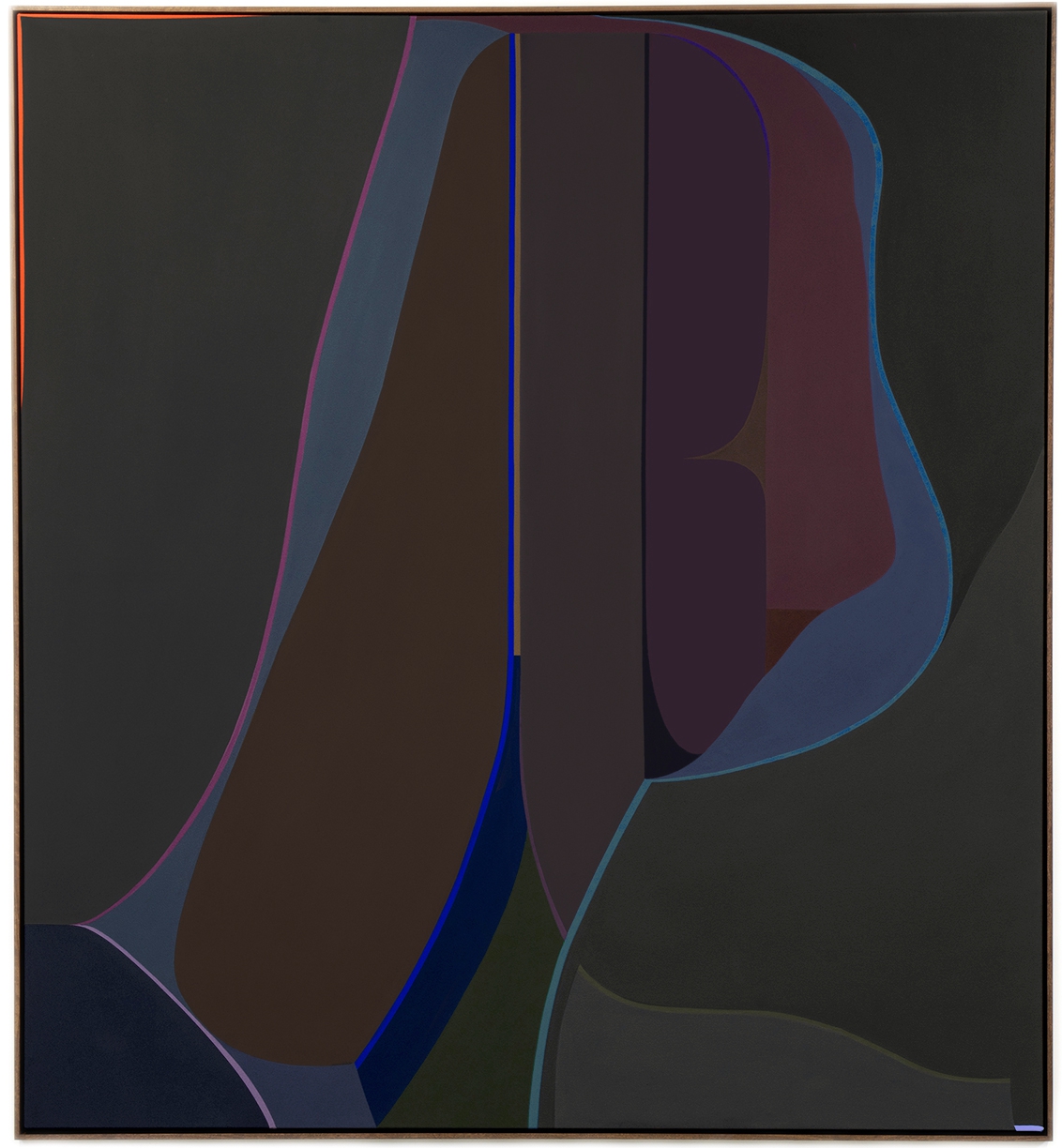 Brian Sanchez, Spectre, 2025, Vinyl emulsion on canvas, 74 x 68 x 2 inches, Framed size 75 x 69 x 2.25 inches