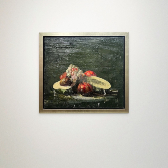 Tony Scherman: Untitled (Avocados), 2000, Encaustic on Canvas, 32 x 36 x 2.5 inches