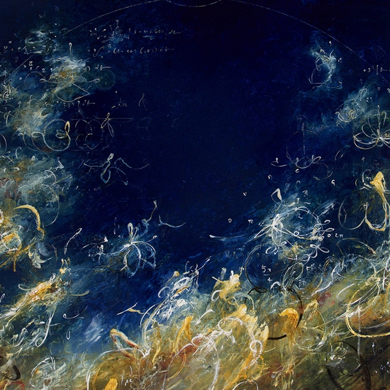 Michael Schultheis: Blue Cycloids of Understanding, 2020, Acrylic on canvas, 36x 48 x 2 inches