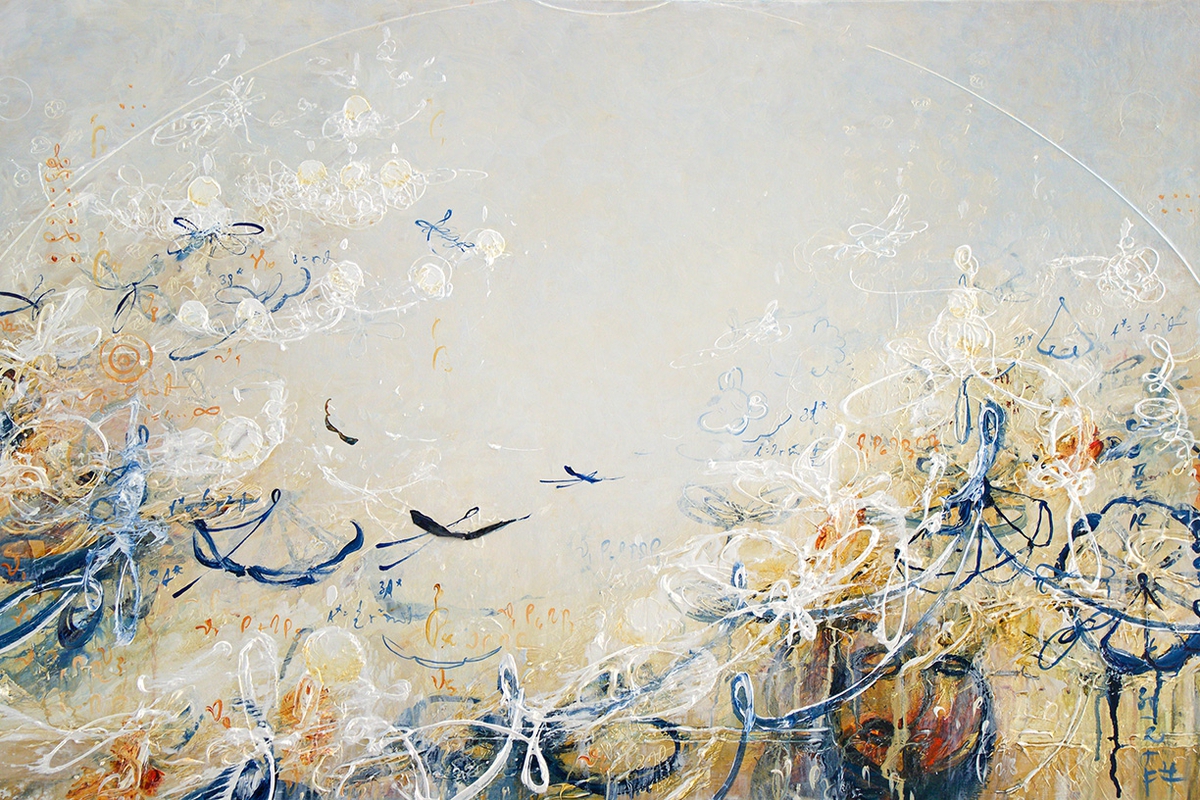 Michael Schultheis: Bouquets for Dürer, 2021, Acrylic on canvas, 24 x 36 inches