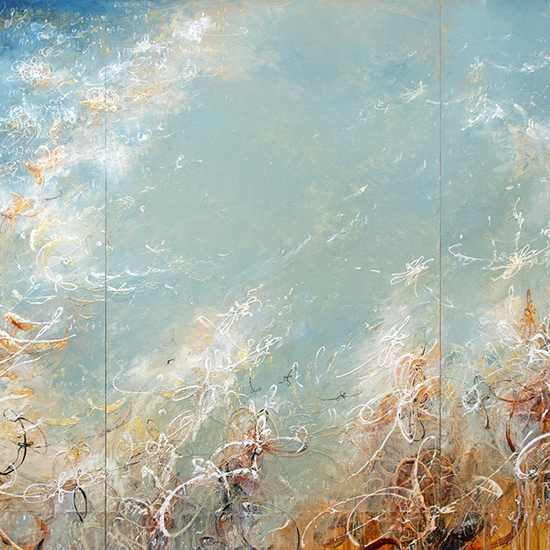 SOLD Michael Schultheis: Flowers of Fibonacci, 2024, Acrylic on canvas, 60 x 108 x 2 inches (triptych)