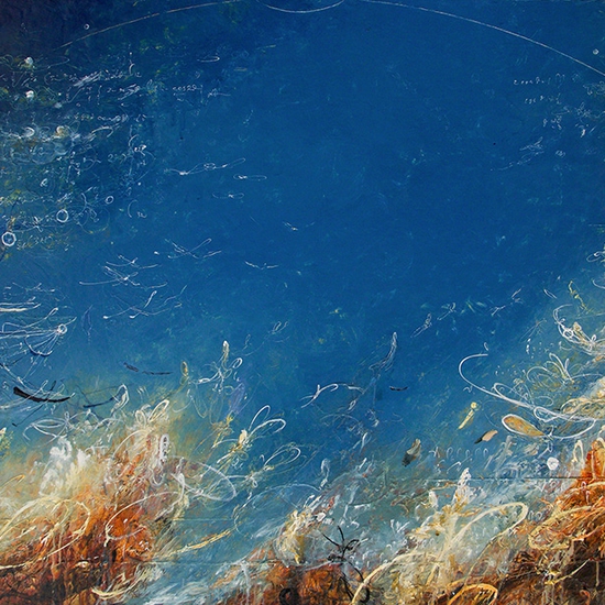Michael Schultheis: Galileo Lunar Nights, 2022, Acrylic on canvas, 36 x 72 x 2.25 inches