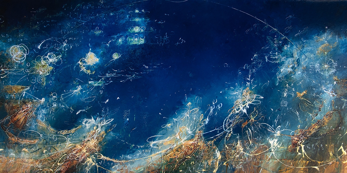 Michael Schultheis: Gentle Essence of Fibonacci, 2024, Acrylic on canvas, 36 x 72 x 2 inches