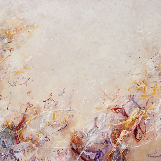 Michael Schultheis: Little Venn Pirouettes in Plum, 2018, acrylic on canvas, 36 x 60 inches