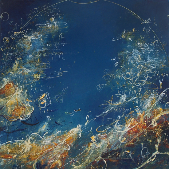 Michael Schultheis: Midnight Moons of Galileo, 2022, Acrylic on canvas, 24 x 24 x 1.5 inches
