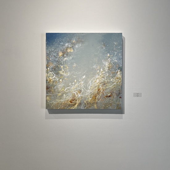 Installation view of 'Serenity in Phi' 2024, Acrylic on canvas, 36 x 36 x 2.5 inches