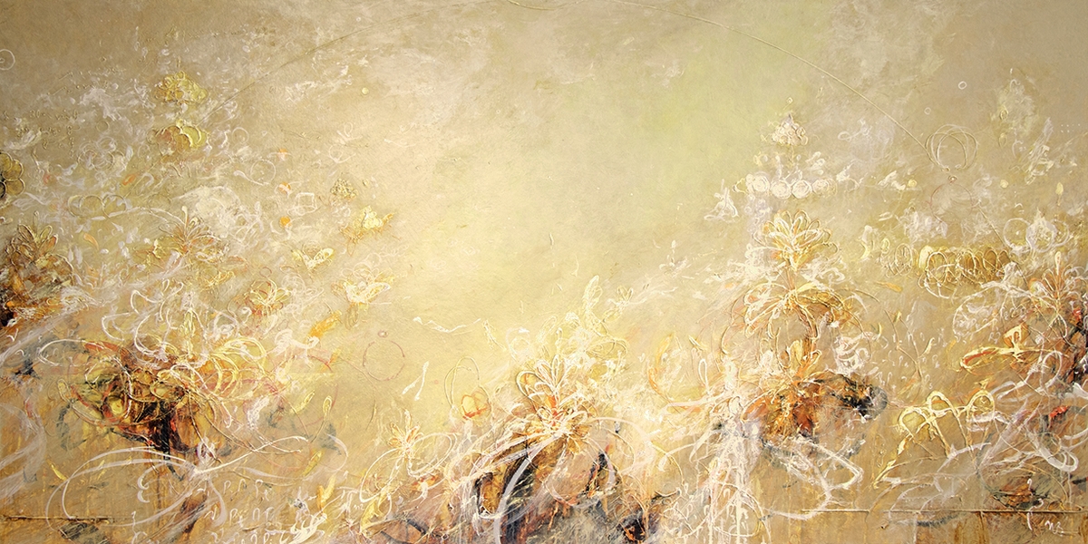 Michael Schultheis, Tranquility in the Center, 2026, Acrylic on canvas, 36 x 72 x 2 inches