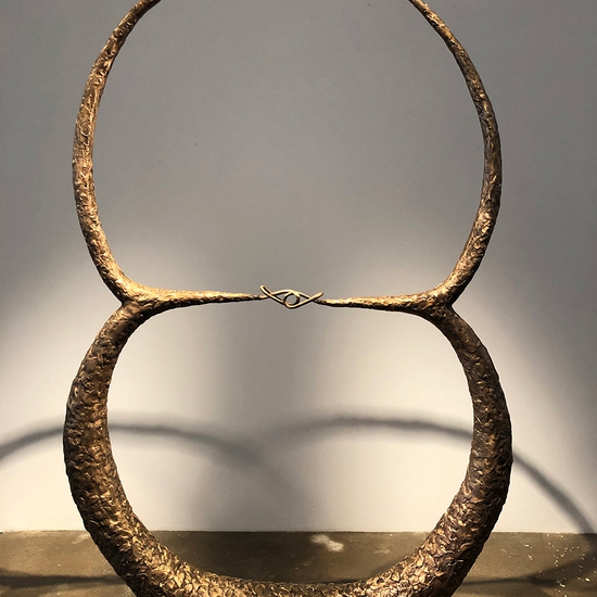 Michael Schultheis: Venn Coupling Sphere, 2022, Bronze, 96 x 60 x 10 inches, Edition of 3, available in other sizes