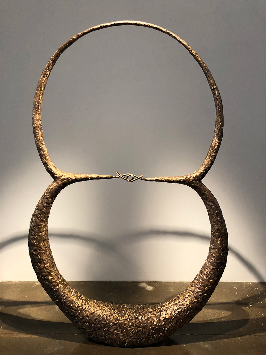 Michael Schultheis: Venn Coupling Sphere, 2022, Bronze, 96 x 60 x 10 inches, Edition of 3, available in other sizes