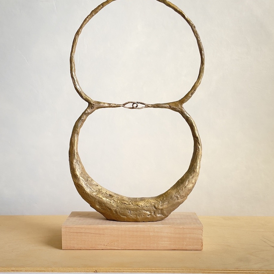 Michael Schultheis: Venn Fidelities Petite Sphere, 2024, Bronze, 12 x 8 x 2 inches, Edition of 10