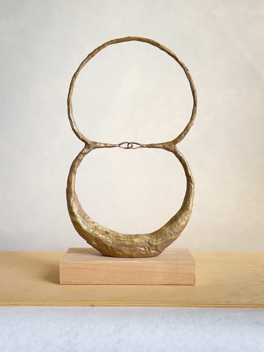 Michael Schultheis: Venn Fidelities Petite Sphere, 2024, Bronze, 12 x 8 x 2 inches, Edition of 10
