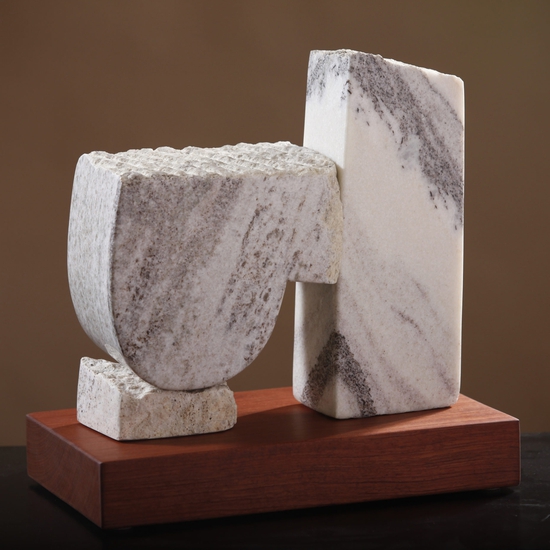 Julie Speidel creates totemic sculptures from steel, bronze, marble, exploring the geometric language that appears in cultures from around the world.