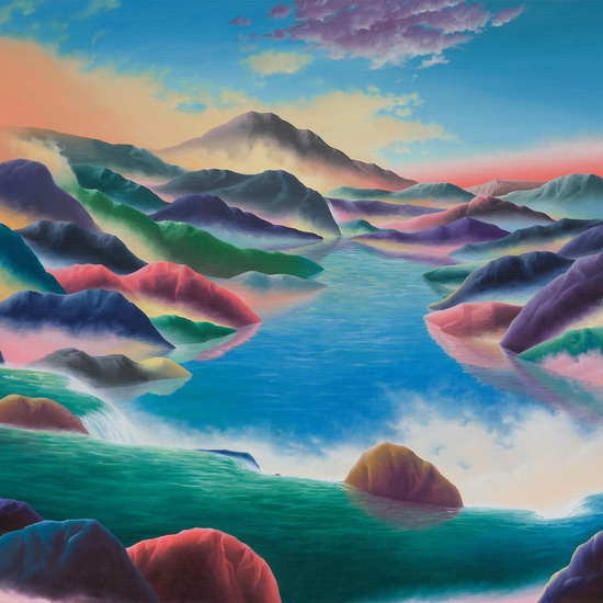 Adam Sorensen: Far Photo, 2024, Oil on linen, 38 x 42 x 1.25 inches
