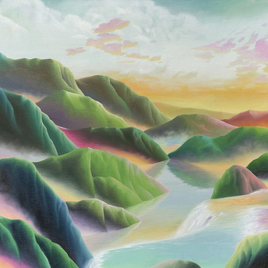 Adam Sorensen: Haptophore, 2024, Oil on linen, 23.25 x 25.25 x 1 inches