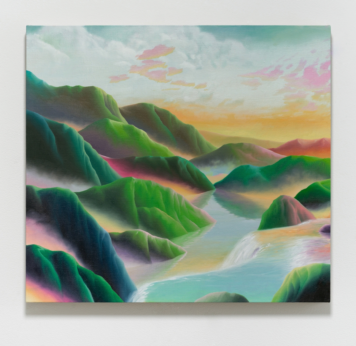 Adam Sorensen: Haptophore, 2024, Oil on linen, 23.25 x 25.25 x 1 inches