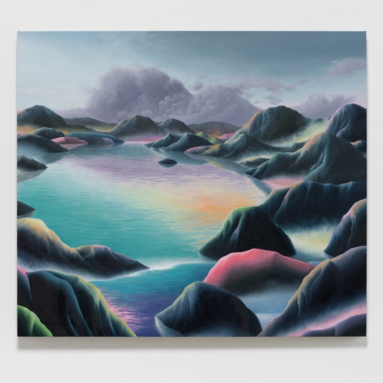 Adam Sorensen: Lagoon, 2024, Oil on linen, 31.25 x 35.75 x 1 inches